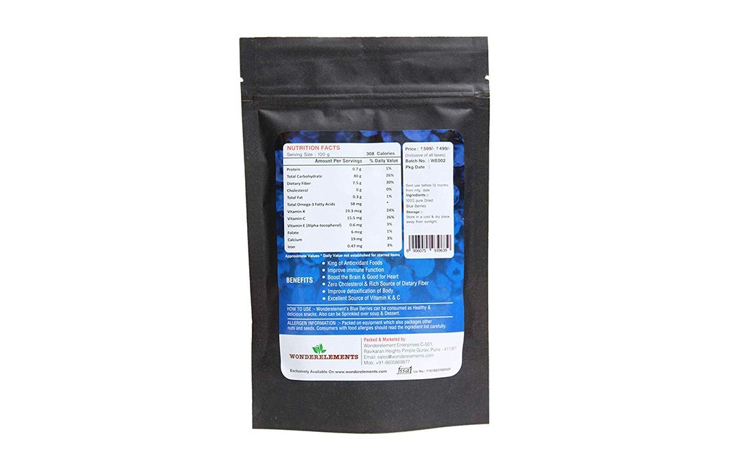 Wonderelements Dried Blueberries    Pack  150 grams